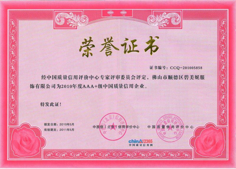 Bimeini enterprise credit certificate