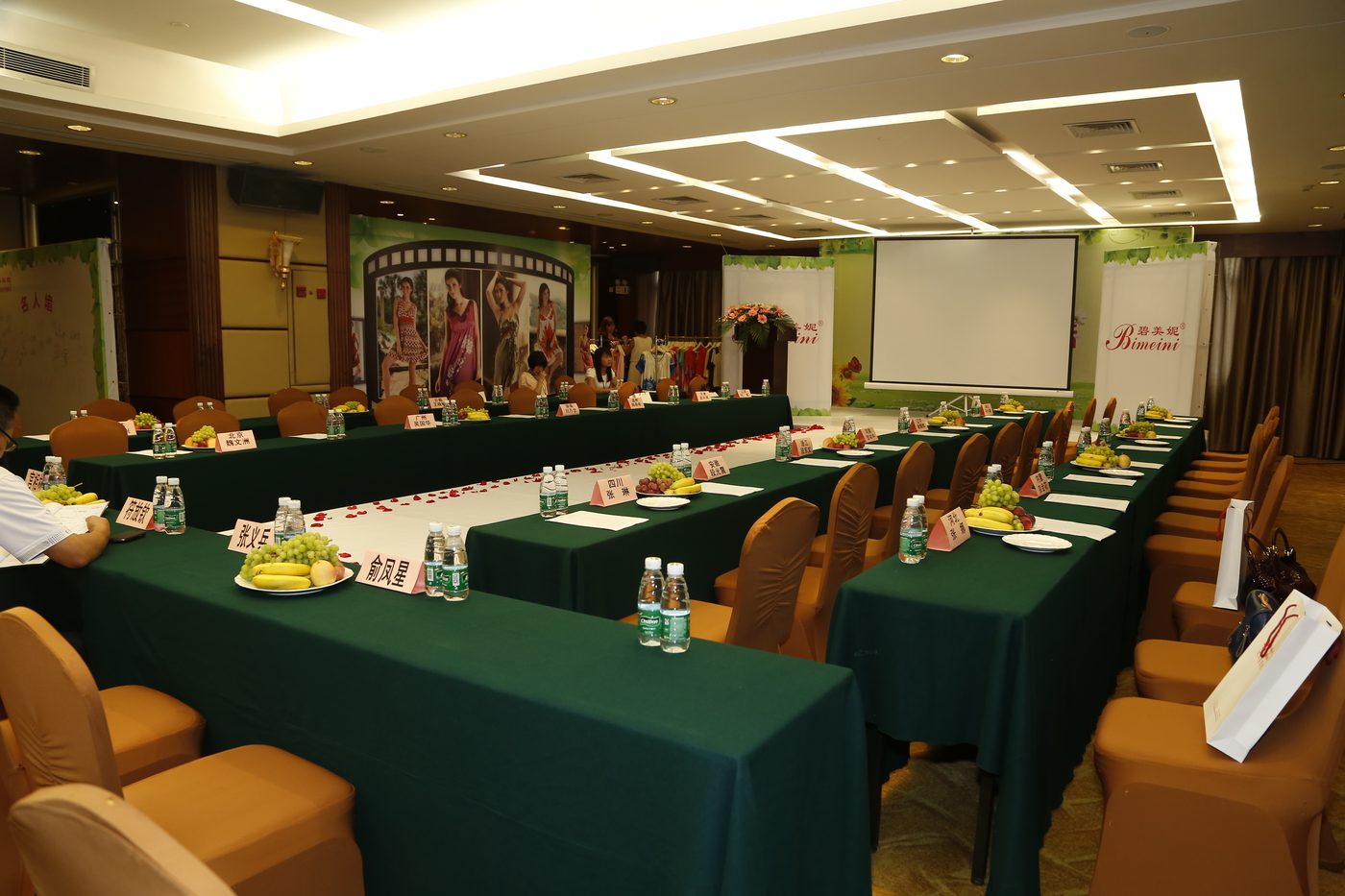 Garment display at a Bimeini brand ordering event